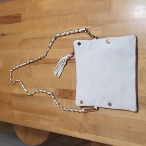 White Faux Leather Shoulder Bag